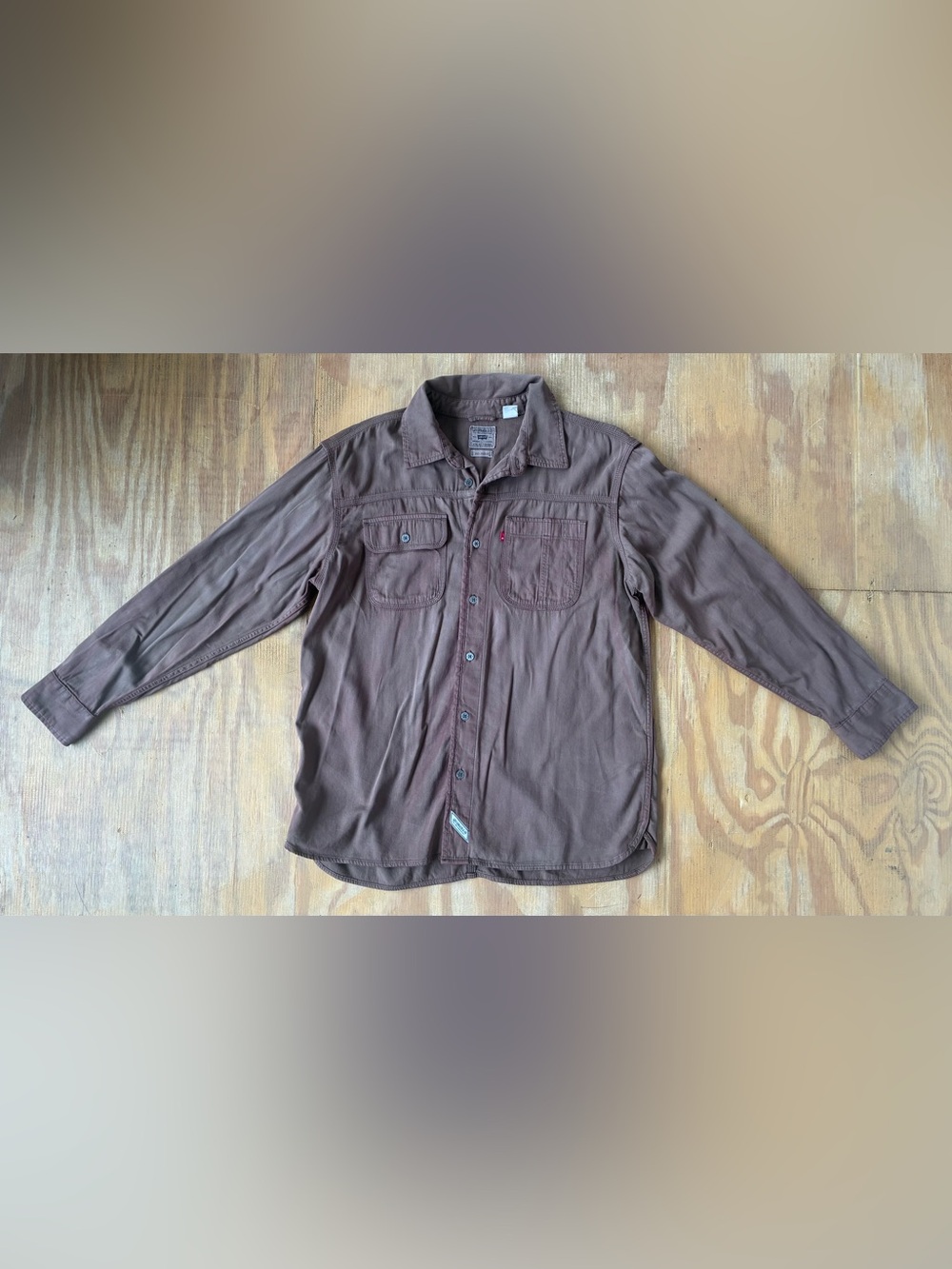 Levi’s Men's Brown Button-Front Work Shirt, Large Relaxed